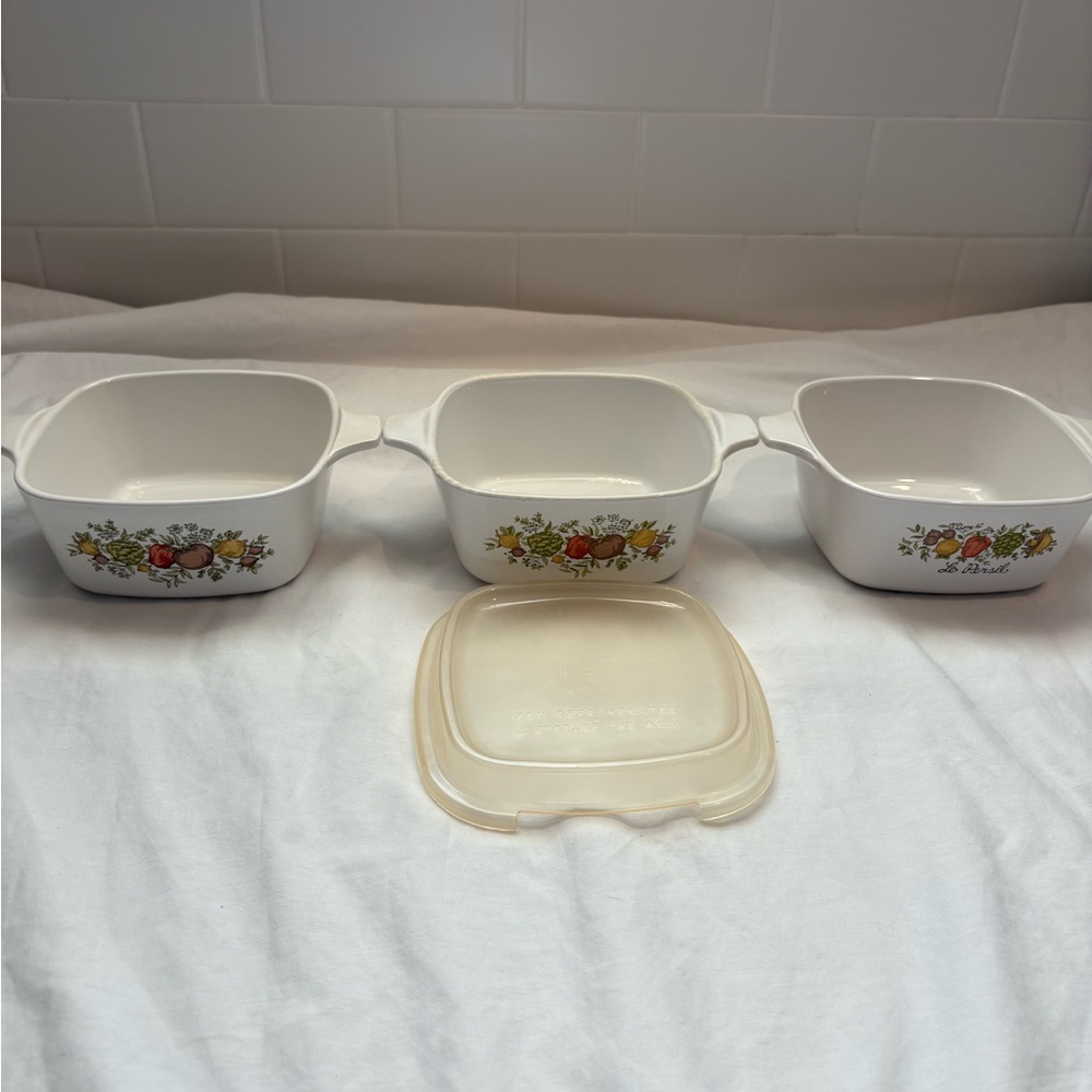 Set of 3 Vintage Corningware “Spice of Life” Casserole Dishes